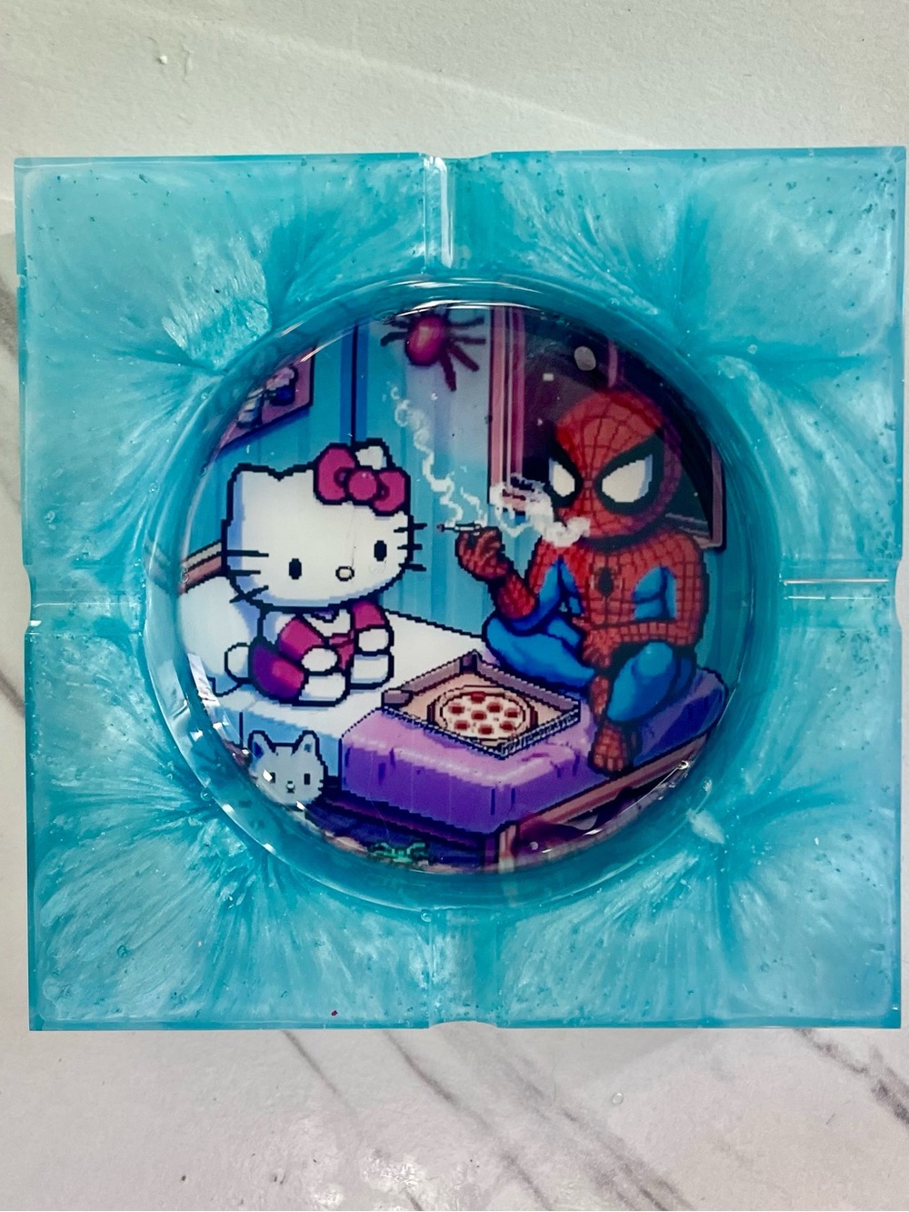 Spider-Man Hello Kitty Ashtray Cartoon Crossover Collectible